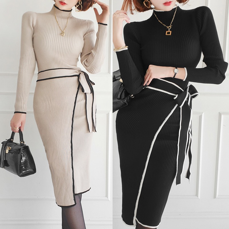 Women Bags Ru - Vestido de suéter de hilo coreano