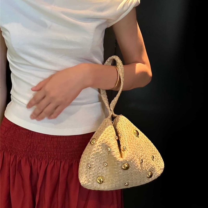 Women'S Raffia Bags - Bolso de mano triangular de paja
