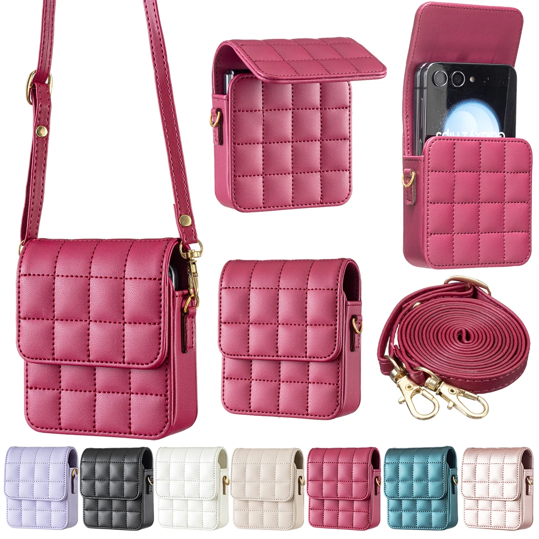 Phone Bag Crossbody - Bolso cruzado de cuero con cordón