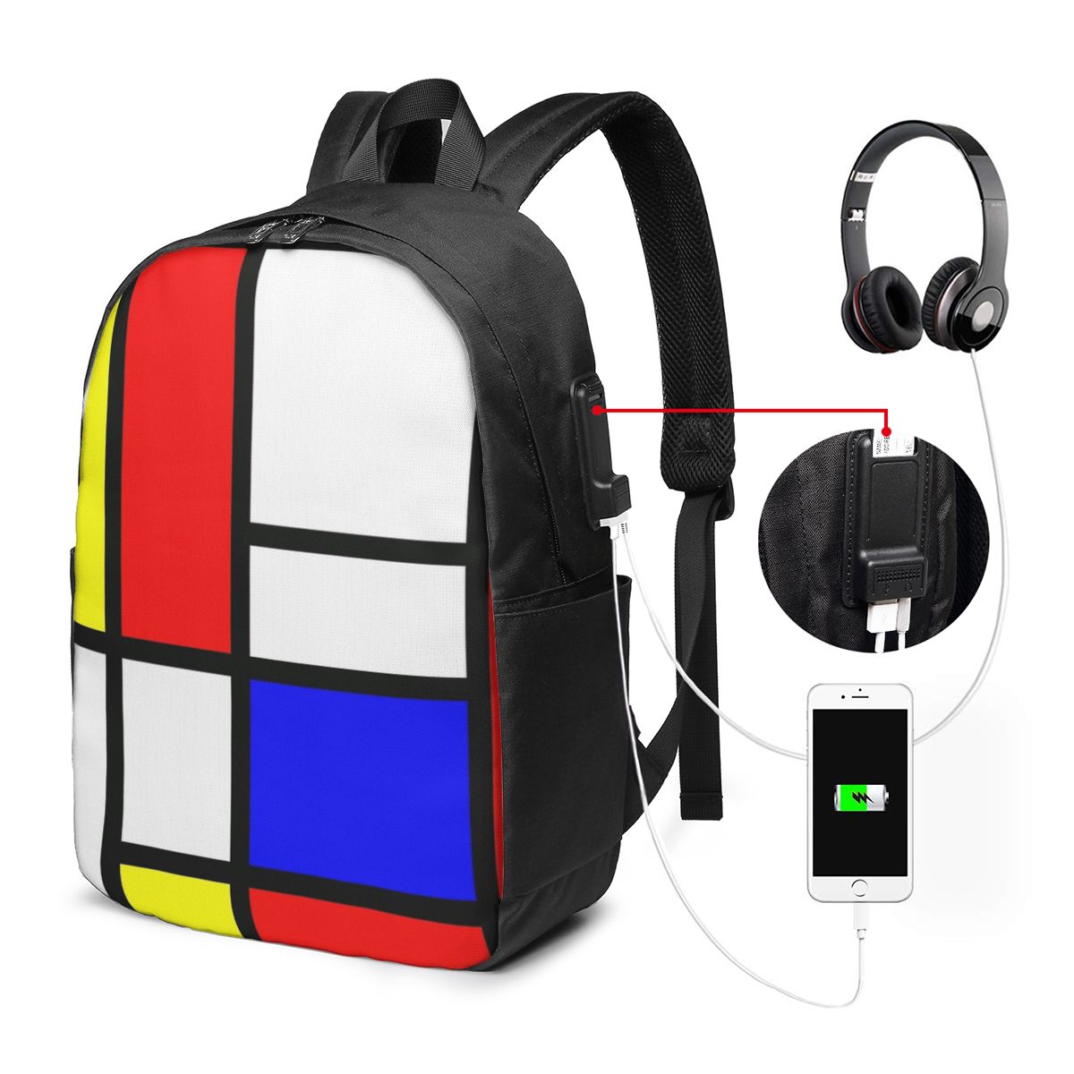 Women Bags For Women - Mochila Piet Mondrian Composition, bolsa de