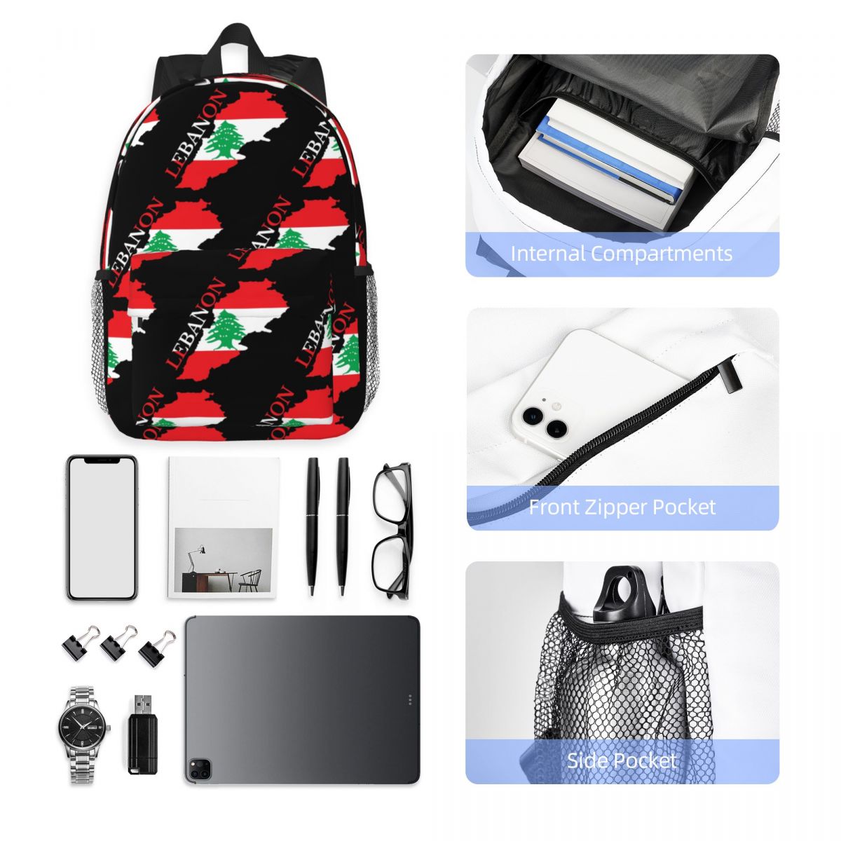 Mochila con mapa de la bandera - Women Bags Lebanon reseña y precio