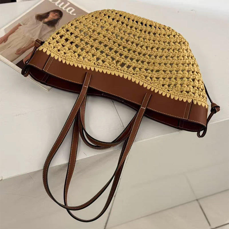 Bolso de playa tejido hueco de - Women'S Raffia Bags reseña y precio